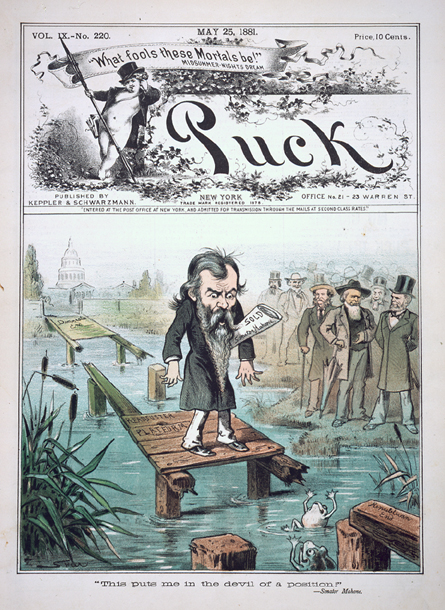 "This Puts Me in the Devil of a Position!" Puck, May 25, 1881. From the Senate