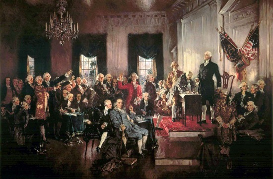 Scene at the Signing of the Constitution of the United States.
Painting by Howard Chandler Christy
