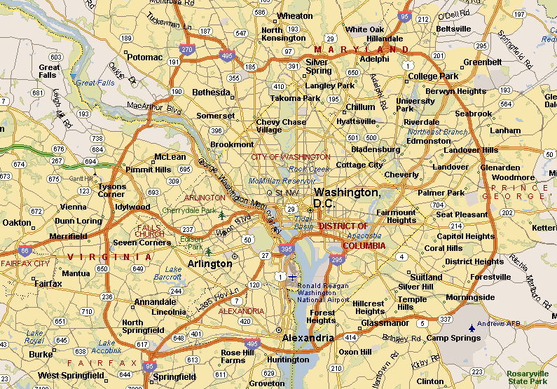 Washington DC Beltway (I-495) map. Click for an interactive map from Google