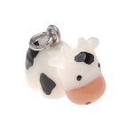Hand Painted 3-D Black And White Cow Charm