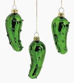 Lot of 12 Hand Blown Glass Pickle Christmas Tree Ornaments
