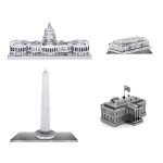Set of 4 Metal Earth 3D Laser Cut Building Models: Kennedy Center - United States Capitol - White House - Washington Monument